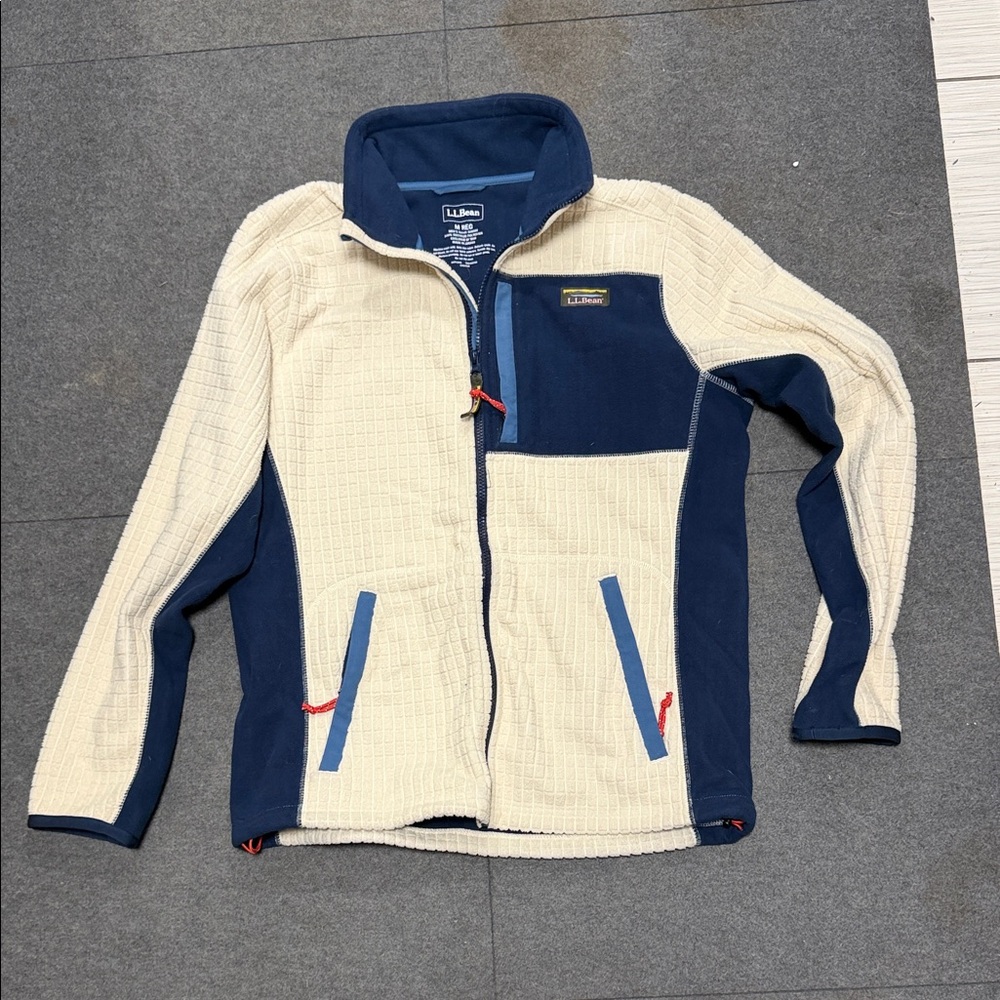 L.L. Bean Navy and Cream Fleece Jacket